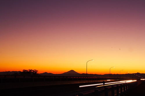bridge sunset mountain japan twilight fuji fujisan saitama mtfuji eveningview route16