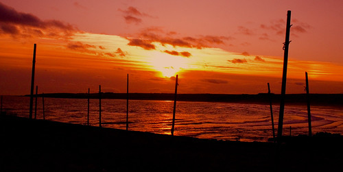 sunset beach fishing harbour poles sillhouette crudenbay
