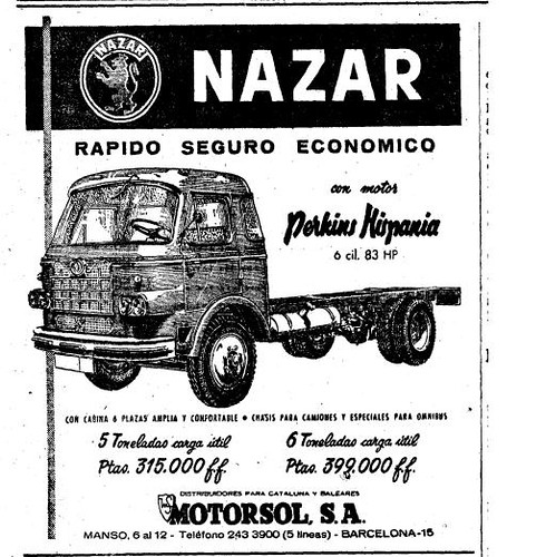 Publicitat camió Nazar a LA VANGUARDIA el 27 d'agost de 1961
