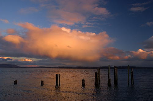 sunset clouds landscape pier tokeland willapabay supershot wasshington
