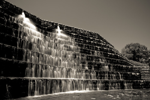 lake water sepia flow waterfall rocks dam bricks falls flowing okmulgee 77counties 77outtake