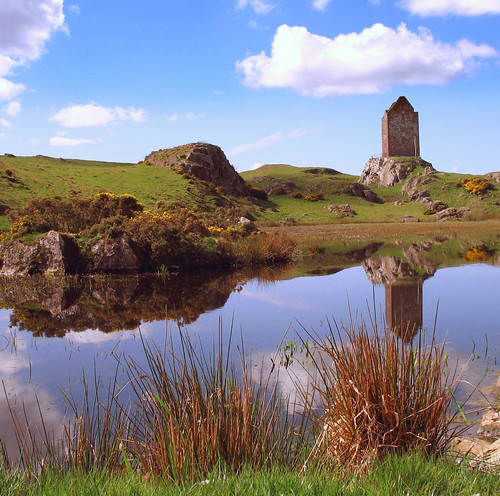 uk blue sky colour green tower water pool clouds canon landscape scotland spring smailholm a620 scottishborders aplusphoto grouptripod