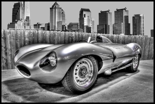 reflection car skyline racecar blackwhite historic philly jaguar 1953 simeone