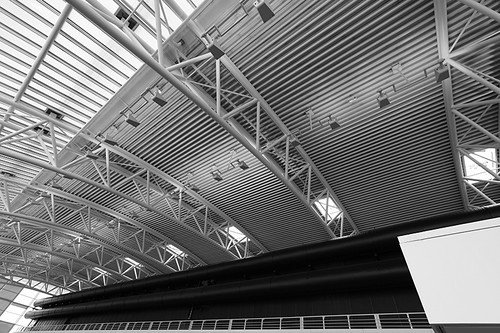 above blackandwhite bw building architecture blackwhite still noiretblanc perspective wideangle arches ceiling desaturated audi ingolstadt customercenter canonef1635mmf28liiusm canoneos5dmarkii unusualviewsperspectives