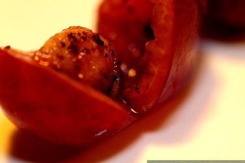 fruitworm inside a cherry