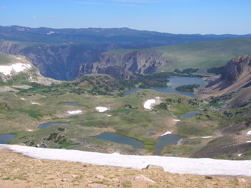 Yellowstone - Top of Bear Tooth Pass Highway looking down at lakes and valleys below