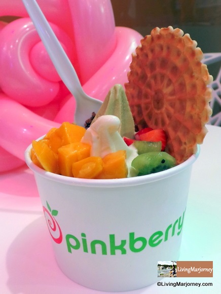 Pinkberry Green Tea and Peach Yogurt with 7 toppings