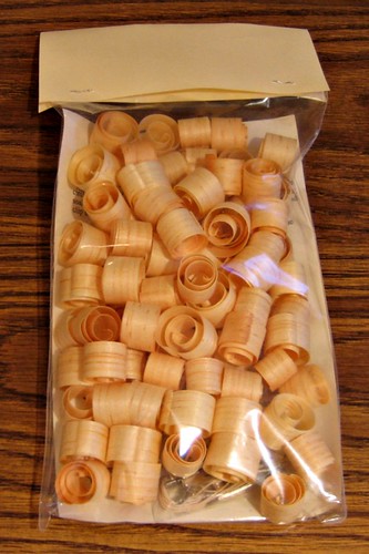 wood shavings in plastic bag