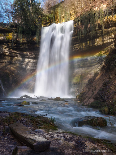 cascade dard rainbow croy nozon switzerland waterfall river water
