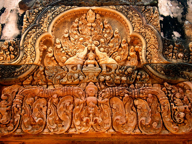 Details at Banteay Srei temple in Angkor, Cambodia
