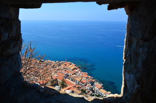 trip sea summer italy panorama rooftop window silhouette rock architecture coast town san mediterranean tour view cathedral hill hike medieval roofs tiles sicily outlook fortress salvatore roofing cefalu cefalù halk cifalù