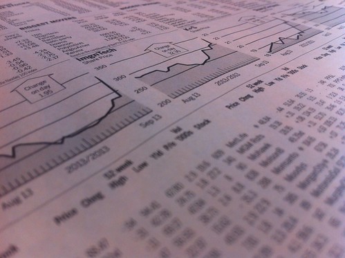 Stock market quotes in newspaper