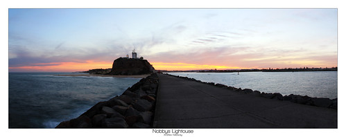 ocean sunset panorama lighthouse water wall canon wow newcastle photography break framed wide australia andrew panoramic nsw 7d oh breakwall nobbys akp kellaway