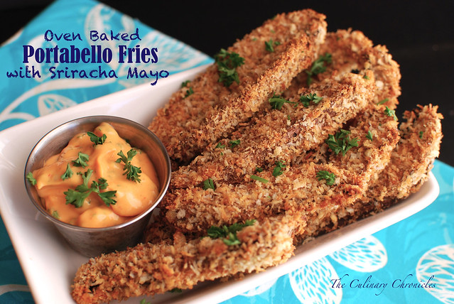 Oven Baked Portabello Fries with Sriracha Mayo