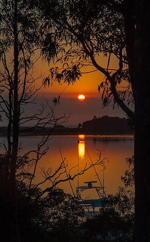 dawn sunrise narooma reflection orange silhouette