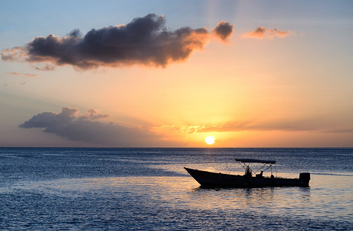 sunset sea sky sun boat cloudy horizon caribbean stlucia