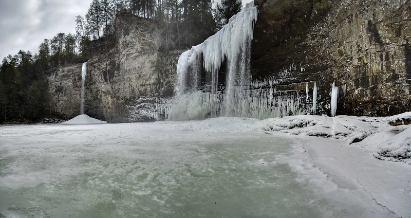 Rockhouse Falls and Cane Creek Falls frozen detail 5, Fall Creek Falls State Park, Van Buren County, Tennessee