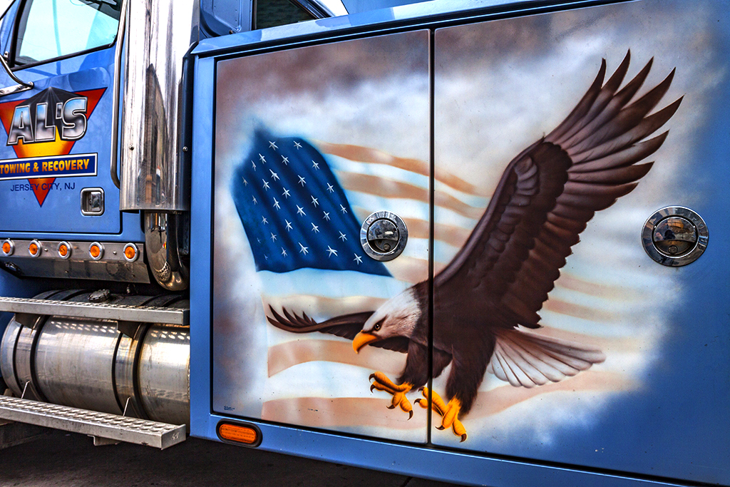 Flag-and-eagle-on-towing-trucK--Jersey-City