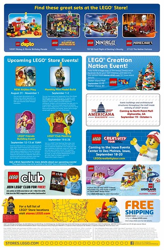 September 2015 LEGO Store Calendar