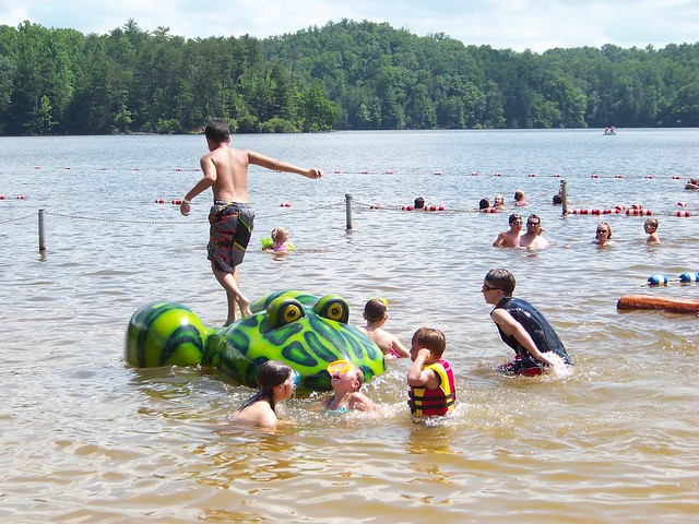 Goofing off in the water at the swimming beach at Fairy Stone State Park, Virginia looks like fun