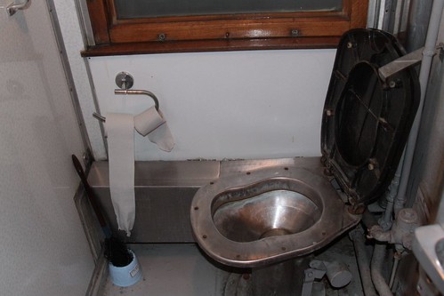 Drop chute toilet onboard our elderly Russian Railways sleeping carriage