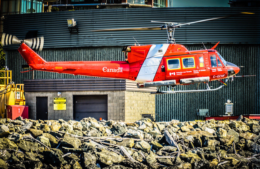 Canadian Coast Guard Helicopter at Victoria Harbour - Victoria BC Canada