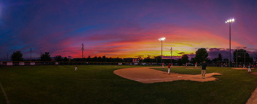 sunset field baseball diamond nightgame underthelights littleleague mcleancountyponybaseball