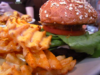 Cheesy Waffle Fries with Titanic BLT Burger  at Chicago Diner
