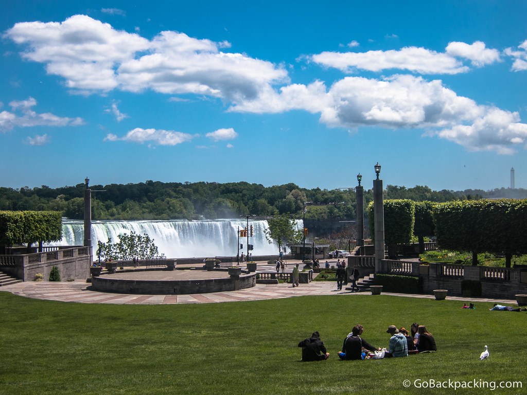 The American Falls as viewed from a park across the river