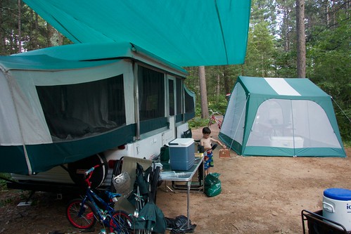 camping evan wisconsin campsite popuptrailer northernhighlandamericanlegionstateforest crystalmuskiecampground
