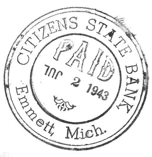 vintage michigan ephemera stamp emmett 1943