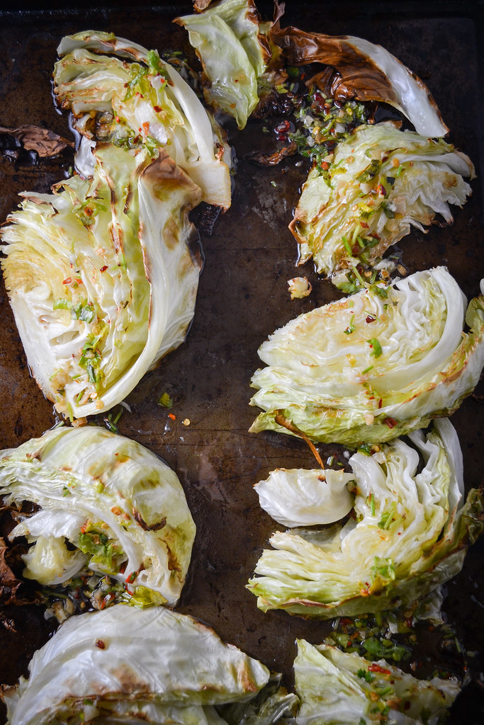 roasted cabbage with spicy lime dressing | things i made today