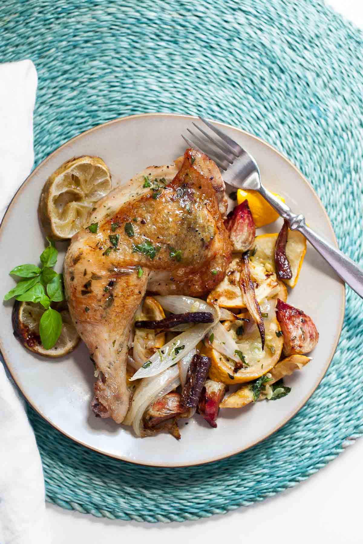 Basil Lime Chicken with Roasted Vegetables | acalculatedwhisk.com