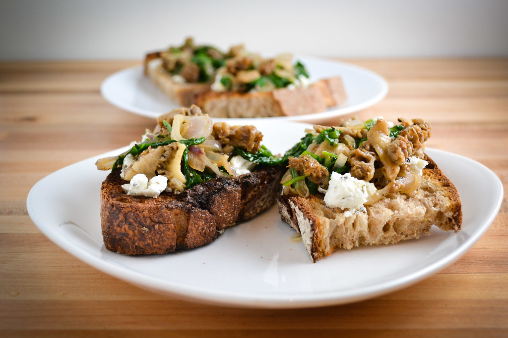 Morel, Spinach, and Goat Cheese Toasts | Things I Made Today