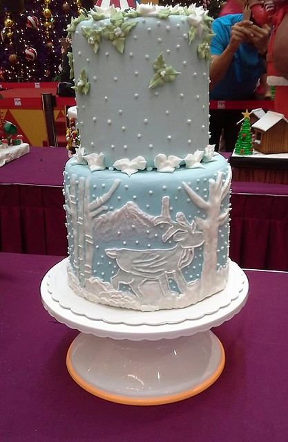 White Christmas Fondant and Royal Icing Themed Cake by Caroline Yeoh of Sugar Treats Cake Studio
