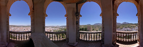 summer panorama sunlight castle history stone point spain view fort 360 andalucia belltower planet alcazar castillo degree antequera vantage sterographic