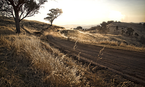 road sunset landscape country australia wodonga treeshills goldcollection huonhill