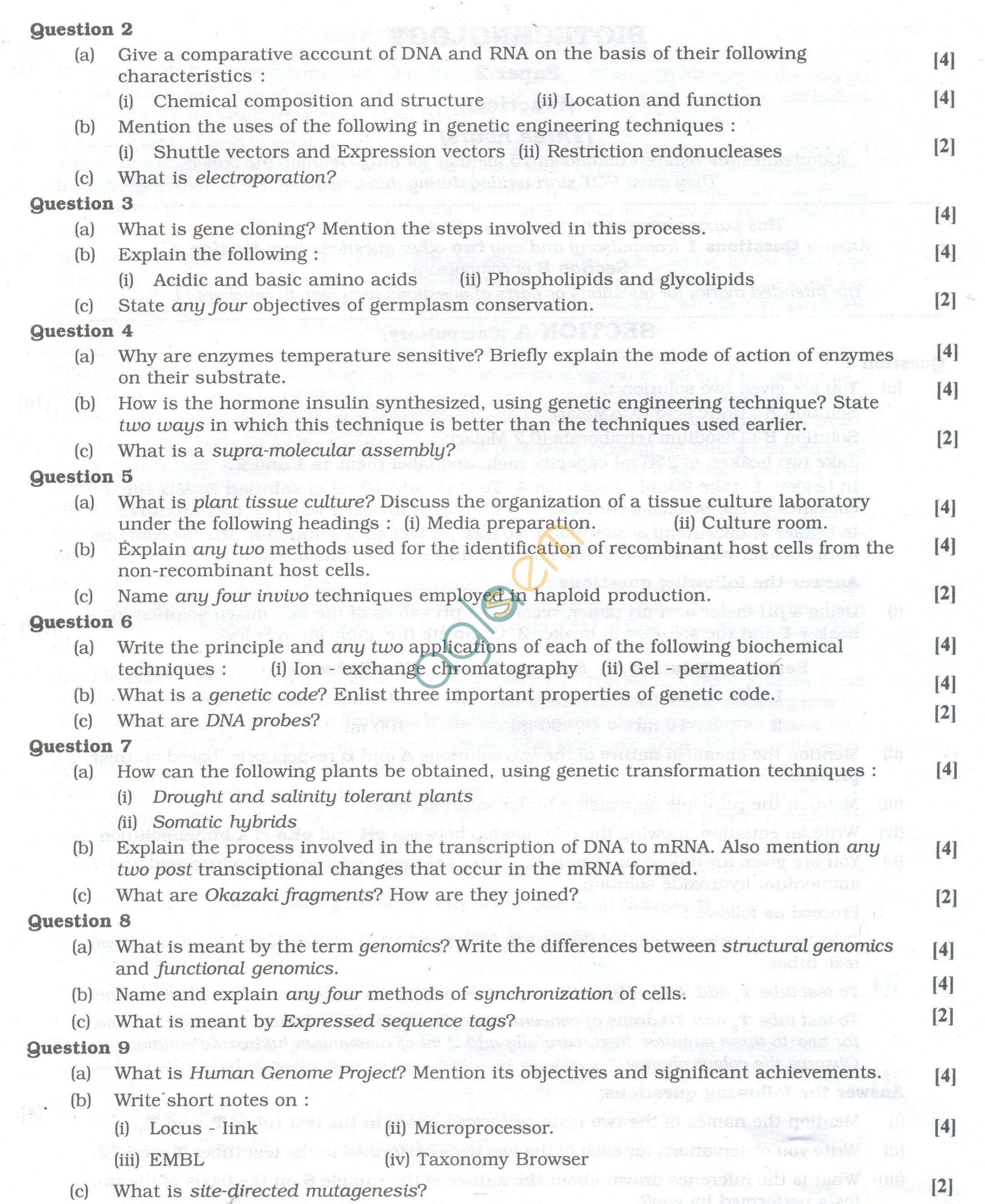 ISC Question Papers 2013 for Class 12 - Biotechnology Paper 1