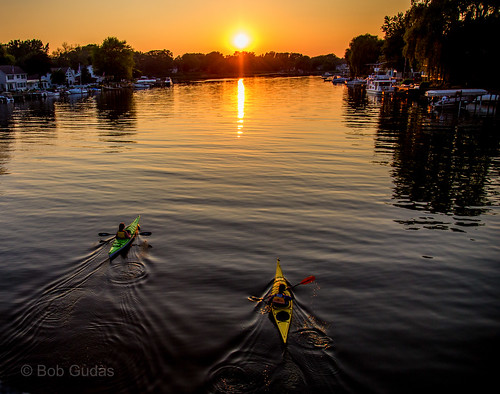 sunset kayak springlakemichigan unitedstatesgrandhaven