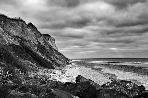 ocean sea sky blackandwhite bw beach water monochrome 50mm mono rocks cliffs northsea sands cromer cliffface westrunton eastrunton 5dmarkiii