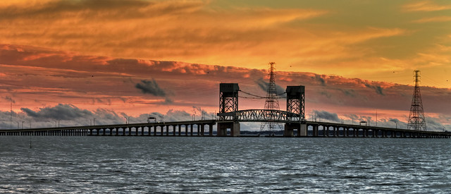 James River Bridge in sunset after glow.
