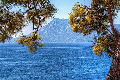 travel blue sea summer sky mountain seascape tree green nature beautiful beauty stone pine turkey landscape outdoors bay scenery colorful europe mediterranean view natural turquoise vibrant horizon scenic azure sunny panoramic calm clear shore granite environment coastline tranquil antalyaprovince çamyuva