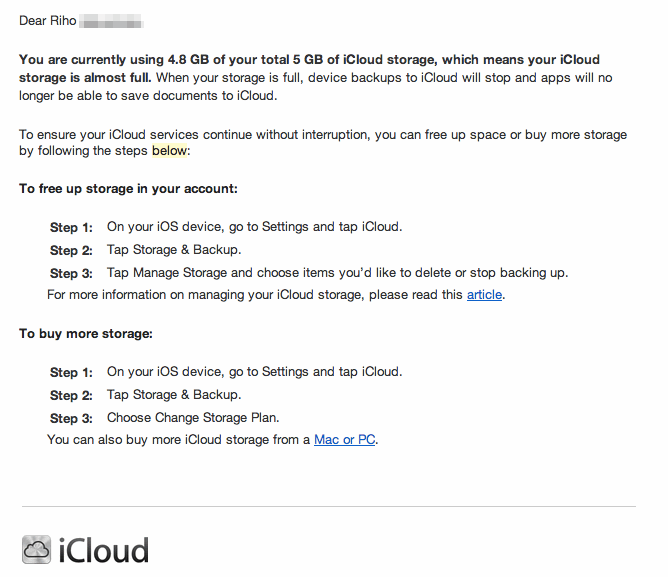 email from iCloud