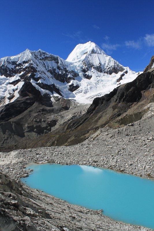 Quitaraju and one of the dozens of turquoise lakes in the Cordillera Blanca