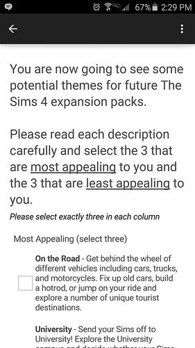 Sims 4 Survey