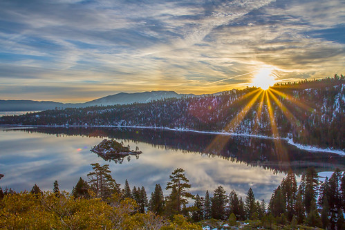 california winter northerncalifornia sunrise laketahoe sunburst emeraldbay southlaketahoe emeraldbaystatepark emeraldbaysunrise christianarballo