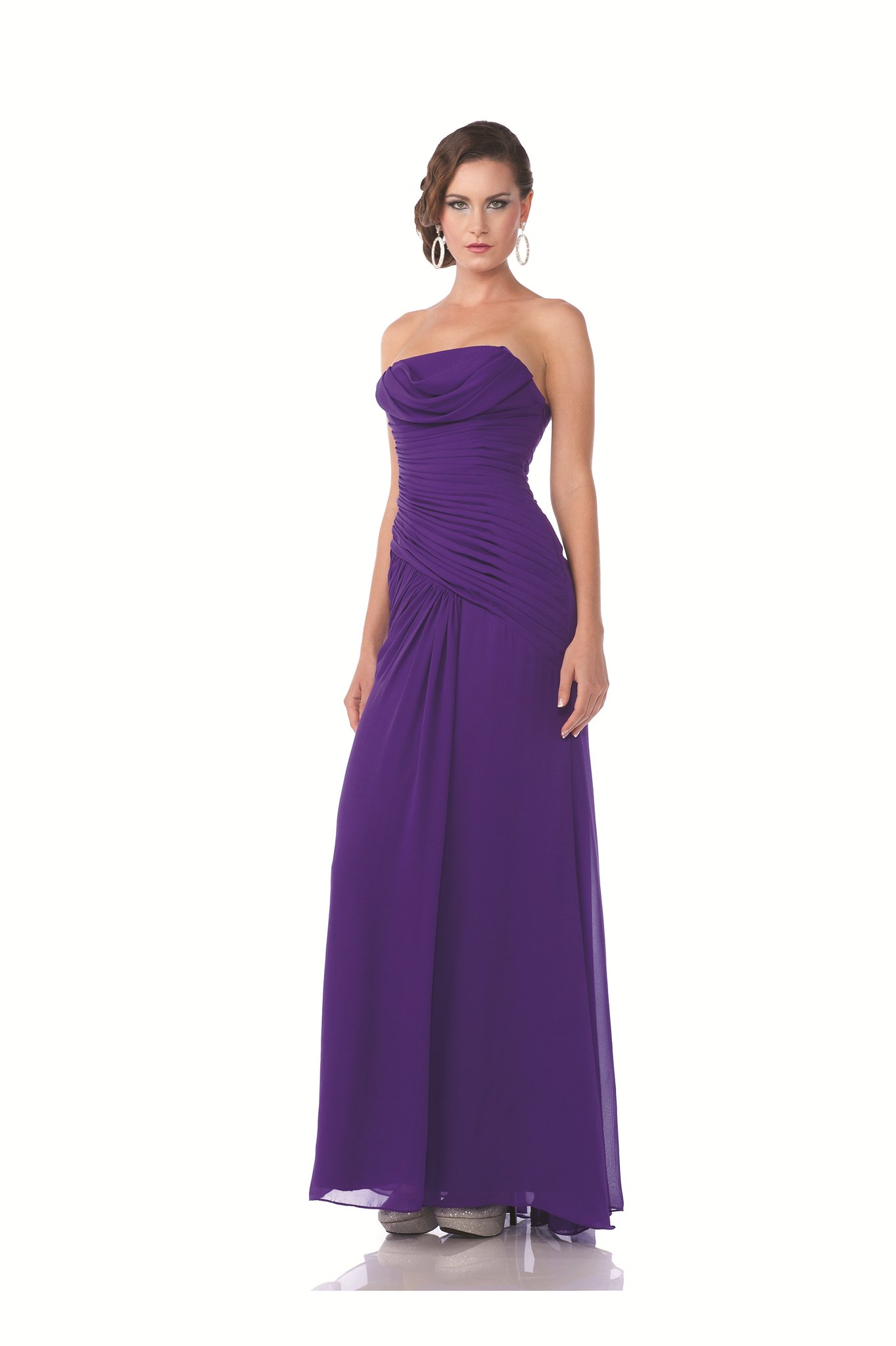 Bridesmaid Prom Pleated Draping Strapless Classic Evening Formal Dress ...
