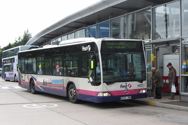 Mercedes Citaro, W335 JND, First Greater Manchester, Oldham bus station