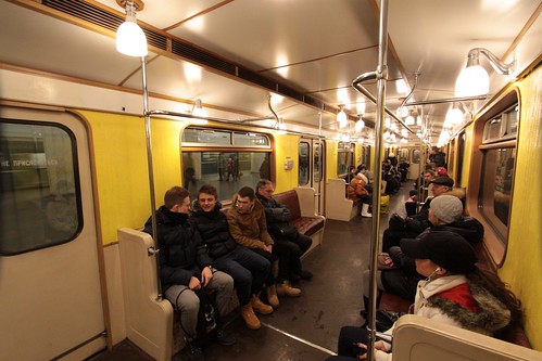Onboard the replica of the first Moscow Metro train