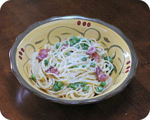 Spaghetti Carbonara with Peas